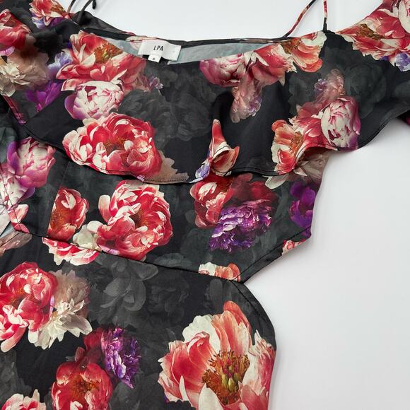LPA | Dark Floral Romantic Silk Maxi Slip Dress S - Picture 8 of 16